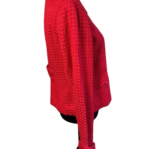 First Option Red Tweed Button Blazer Women’s Medium – Classic Style - Picture 5 of 11